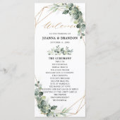 Eucalyptus Greenery Rustic Geometric Wedding Programmakaart (Voorkant)