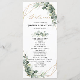 Eucalyptus Greenery Rustic Geometric Wedding Programmakaart