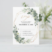 Eucalyptus Greenery Rustic Geometric Wedding RSVP Kaartje (Staand voorkant)