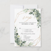 Eucalyptus Greenery Rustic Geometric Wedding RSVP Kaartje (Voorkant)