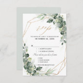 Eucalyptus Greenery Rustic Geometric Wedding RSVP Kaartje (Voorkant / Achterkant)