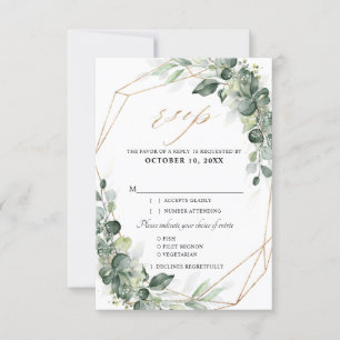 Eucalyptus Greenery Rustic Geometric Wedding RSVP Kaartje