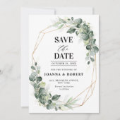 Eucalyptus Greenery Rustic Geometric Wedding Save The Date (Voorkant)
