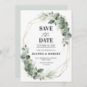 Eucalyptus Greenery Rustic Geometric Wedding Save The Date (Voorkant / Achterkant)