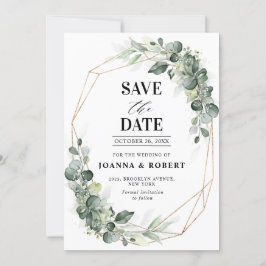 Eucalyptus Greenery Rustic Geometric Wedding Save The Date