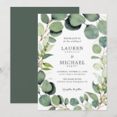 Eucalyptus Greenery Rustic Wedding Invitation Kaart (Voorkant / Achterkant)