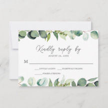 Eucalyptus Greenery Rustic Wedding RSVP