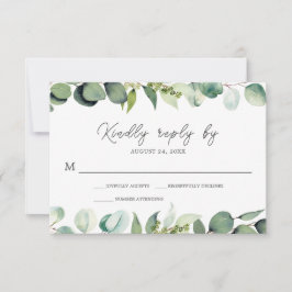 Eucalyptus Greenery Rustic Wedding RSVP Kaartje