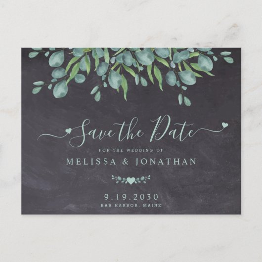 Eucalyptus Greenery Rustic Wedding Save the Date Aankondigingskaart (Voorkant)