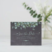 Eucalyptus Greenery Rustic Wedding Save the Date Aankondigingskaart (Staand voorkant)
