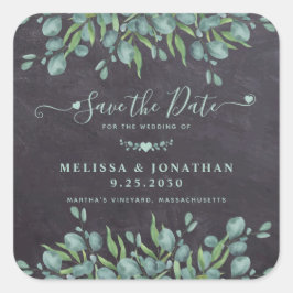 Eucalyptus Greenery Rustic Wedding Save the Date Vierkante Sticker