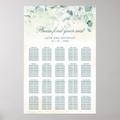 Eucalyptus Greenery Rustic Wedding Seding Chart Poster (Voorkant)