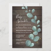 Eucalyptus Greenery Rustic Wood Baby Sprinkle Invi Kaart (Voorkant)