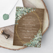 Eucalyptus Greenery Rustic Wood Geometric Wedding Kaart
