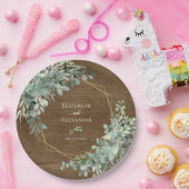 Eucalyptus Greenery Rustic Wood Geometric Wedding Papieren Bordje (Feest)