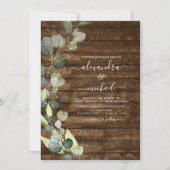 Eucalyptus Greenery Rustic Wood Wedding Kaart (Voorkant)