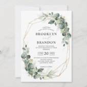 Eucalyptus Greenery Sage Rustic Geometric Wedding Kaart (Voorkant)