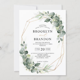 Eucalyptus Greenery Sage Rustic Geometric Wedding Kaart