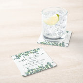 Eucalyptus Greenery Sage Wedding Save the Date Kartonnen Onderzetters (Insitu)