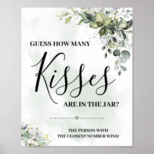 Eucalyptus greenery sappend hoeveel kissenbord poster (Voorkant)