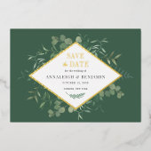 Eucalyptus Greenery Save the Date Gold Folie Uitnodiging (Voorkant)