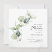 Eucalyptus Greenery Script Botanical Baby shower Kaart (Voorkant)