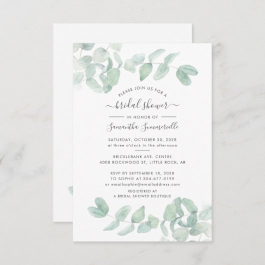 Eucalyptus Greenery Script Botanical Vrijgezellenf Kaart (Voorkant / Achterkant)