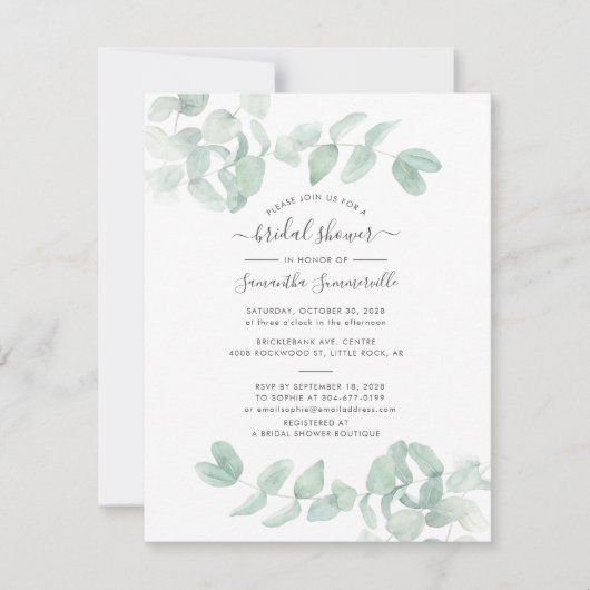 Eucalyptus Greenery Script Botanical Vrijgezellenf Kaart (Voorkant)