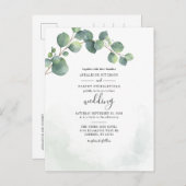 Eucalyptus Greenery Script Botanical Wedding Uitnodiging Briefkaart (Voorkant / Achterkant)