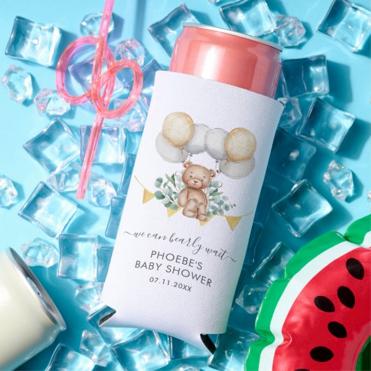 Eucalyptus Greenery Script Cub Baby shower Seltzer Blikjeskoeler (Insitu Zomer)