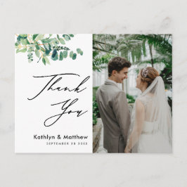 Eucalyptus Greenery Script Photo Weddenschap Bedan Briefkaart