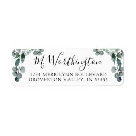 Eucalyptus Greenery Script Return-adres Etiket