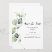 Eucalyptus Greenery Script Save the Date (Voorkant / Achterkant)