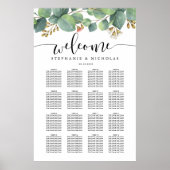 Eucalyptus greenery script seating chart poster (Voorkant)