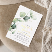 Eucalyptus Greenery Script Vrijgezellenfeest Gold Folie Uitnodiging