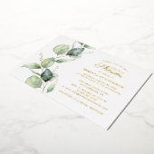 Eucalyptus Greenery Script Vrijgezellenfeest Gold Folie Uitnodiging (Gedraaid)