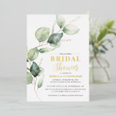 Eucalyptus Greenery Script Vrijgezellenfeest Gold Folie Uitnodiging (Staand Voorkant)