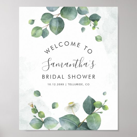 Eucalyptus Greenery Script Vrijgezellenfeest Welko Poster (Voorkant)