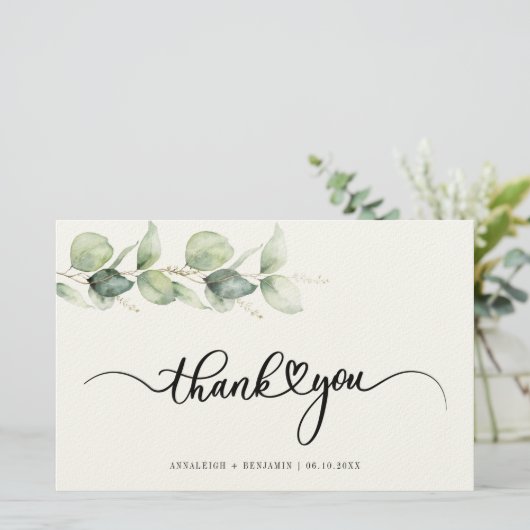 Eucalyptus Greenery Script Weddenschap Bedankt Briefpapier (Staand voorkant)