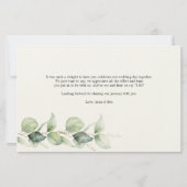 Eucalyptus Greenery Script Weddenschap Bedankt Briefpapier (Achterkant)