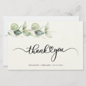 Eucalyptus Greenery Script Weddenschap Bedankt Briefpapier (Voorkant)