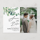 Eucalyptus Greenery Script Weddenschap bewaart de Aankondigingskaart (Voorkant)