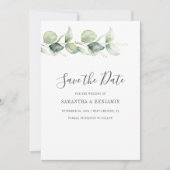 Eucalyptus Greenery Script Weddenschap Save The Date (Voorkant)