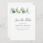 Eucalyptus Greenery Script Weddenschap Save The Date (Voorkant / Achterkant)