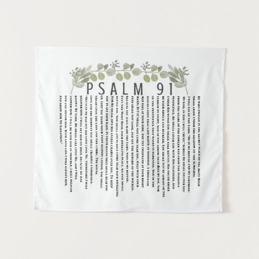 Eucalyptus Greenery Scripture Art Psalm 91 Wandkleed (Voorkant (horizontaal))