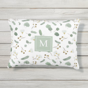 Eucalyptus Greenery Silver Dollar Monogrammed Buitenkussen