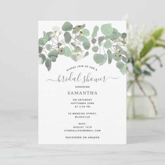 Eucalyptus Greenery Silver Dollar Vrijgezellenfees Kaart (Staand voorkant)