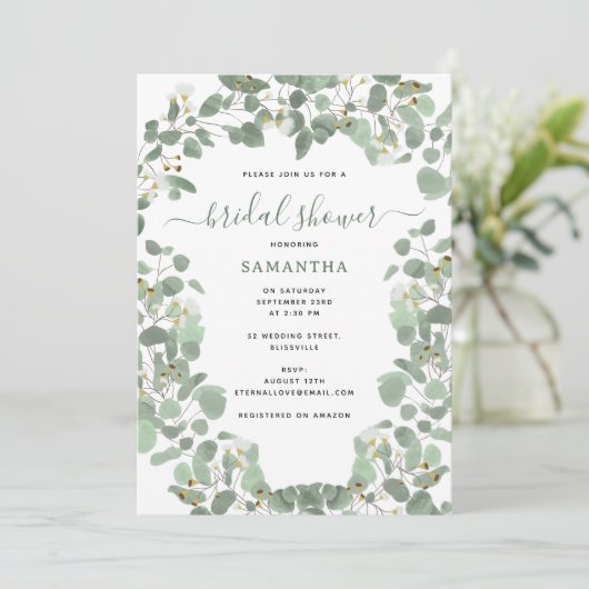 Eucalyptus Greenery Silver Dollar Vrijgezellenfees Kaart (Staand voorkant)