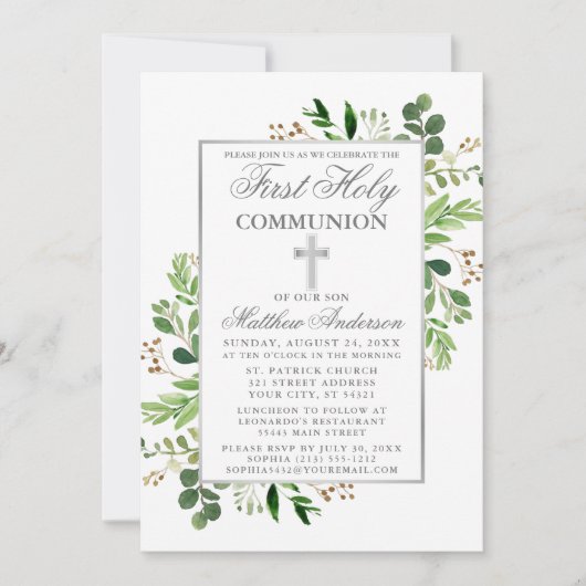 Eucalyptus Greenery Silver First Community Kaart (Voorkant)