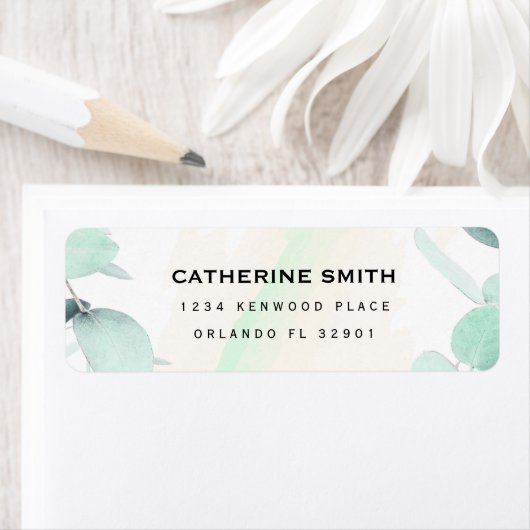 Eucalyptus Greenery Simple and Modern Wedding Labe Etiket (Insitu)